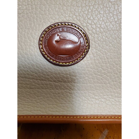 Dooney & Bourke Saddle Bag AWL Leather Push Lock Flap Bag Creme Tan Shoulder - Picture 3 of 13